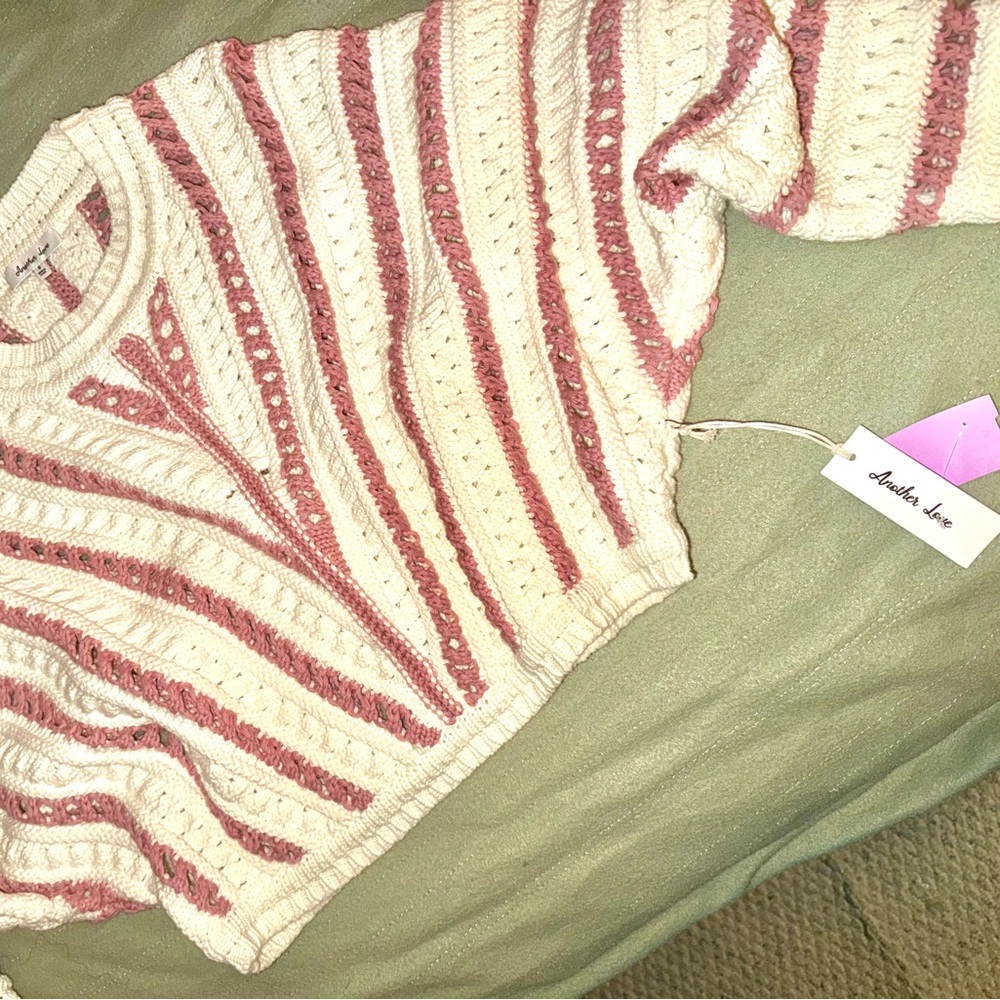 HAVEN STRIPE SWEATER by Another Love in Cherry Cream ๐ Size Small NWT - Picture 15 of 16